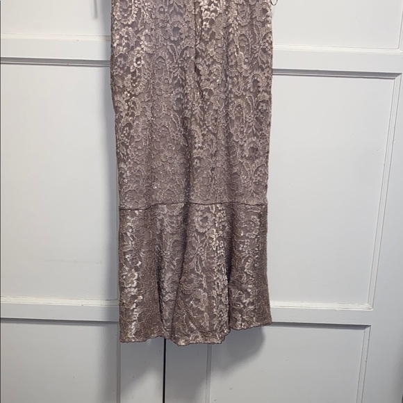 R&M Richards Size 4P Cream Lace Off-the-Shoulder Knee-Length Dress - Picture 6 of 9